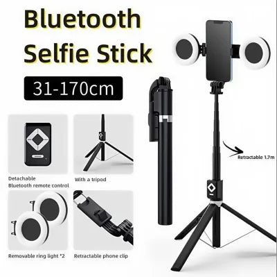 Original Smilee 1.7 Meters Extendable Wireless Selfie-Stick Monopod Tripod Bluetooth Compatible Selfie Stick