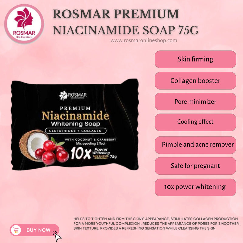 ROSMAR Niacinamide Soap 75g | NEW PACKAGING | 10x Instant Whitening