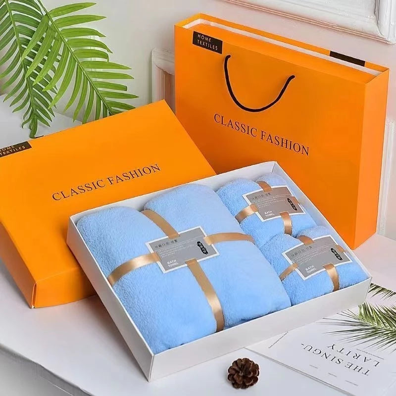 3-in-1 Micro Fiber Soft Absorbent Versatile Luxurious Premium Cotton Bath Towel Bundle