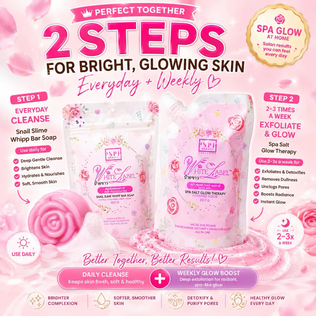 PSPH Beauty White Label Spa Salt Glow Therapy Foaming Scrub 200g Face and Body Whitening Scrub