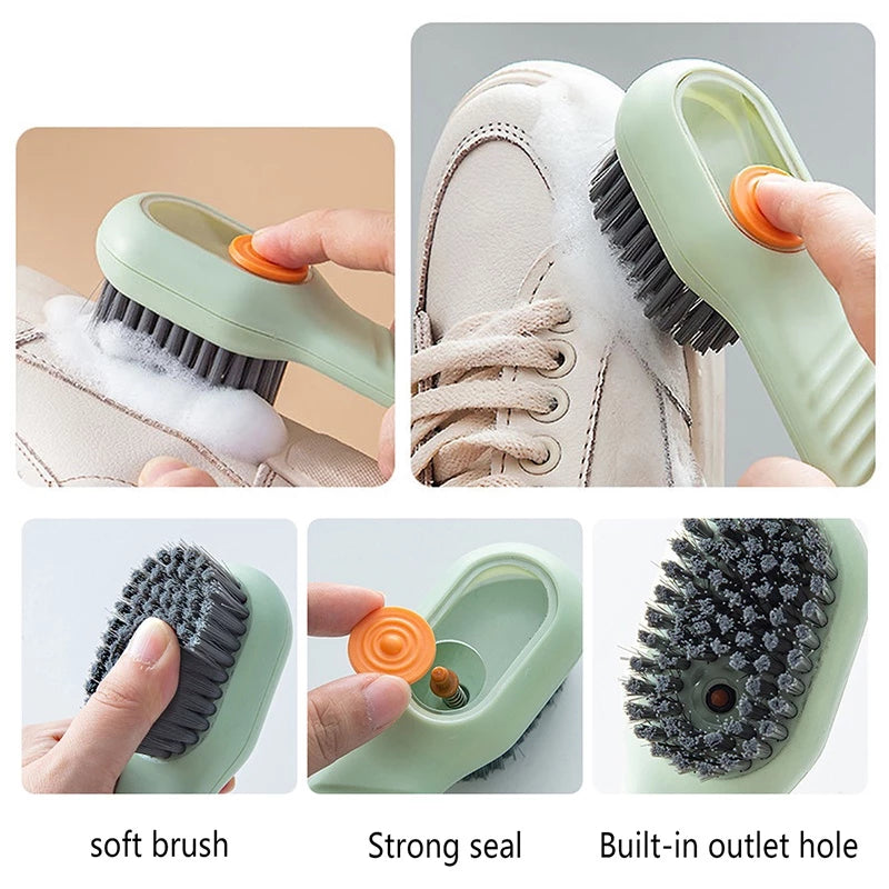 Shoe Brush with Soap Dispenser, Deep Cleaning Soft Bristles Household Cleaning Brush