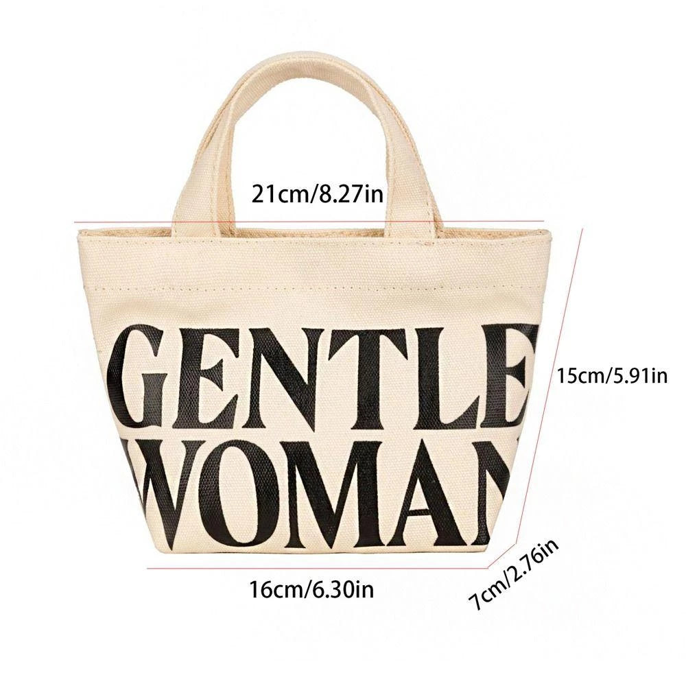 Letter Crossbody Bag Thai Gentlewoman Canvas Bag, Casual Tote Bag Small Print for Students mini tote bag