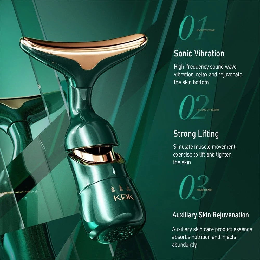 3 in 1 Electric Face Massager Essence Face Cream Introducer Neck Face Eye Massager with 3 Heads