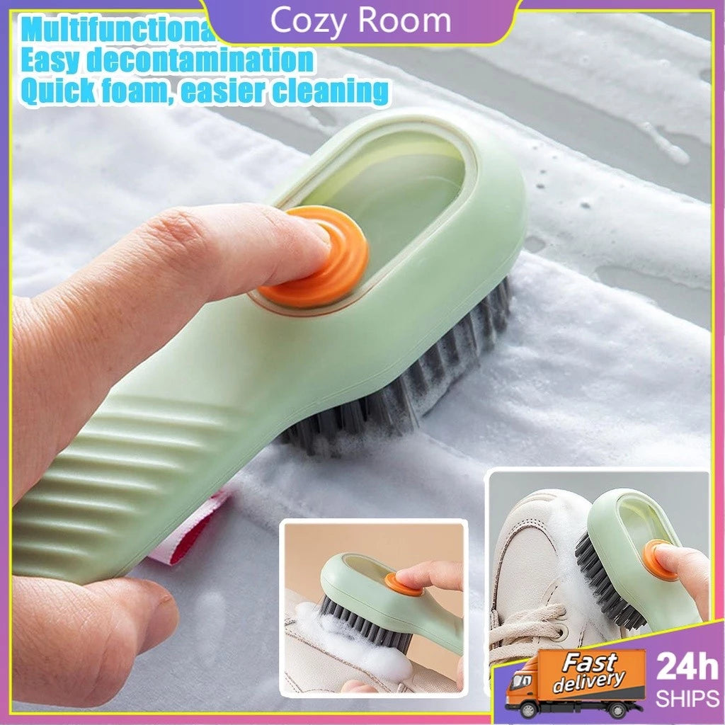 Shoe Brush with Soap Dispenser, Deep Cleaning Soft Bristles Household Cleaning Brush