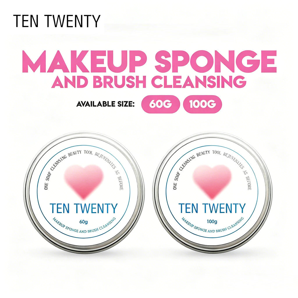 TEN TWENTY Makeup Brush Cleaning Soap, Portable Powder Puff and Beauty Blender Cleaning Tool Set