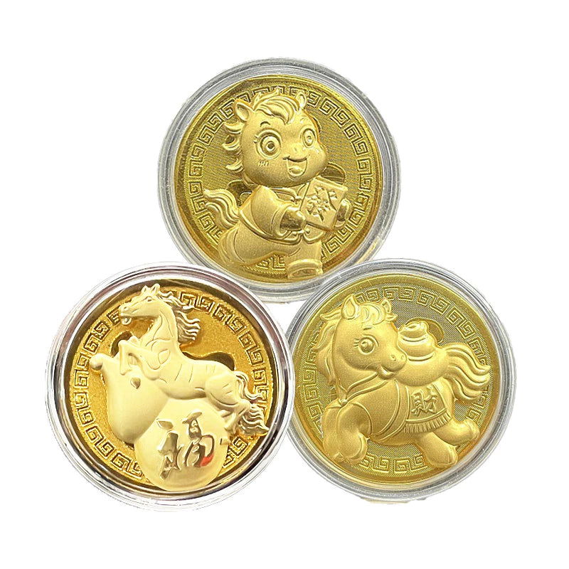 BUY 1 TAKE 3 Lucky Charm 2026 Year Of The Horse Golden Money Foil Big, Money Foil Small, Red Bracelet, Lucky Coin For Money Prosperity Good Fortune Gift