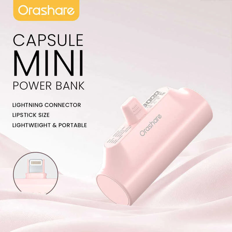 Orashare Pnc03 3000Mah Super Mini Capsule Fast Charging Powerbank With Type-C/Iph Port Portable