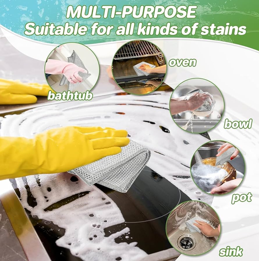 Double Sided Silver Wire Washing Cloth - 10PCS