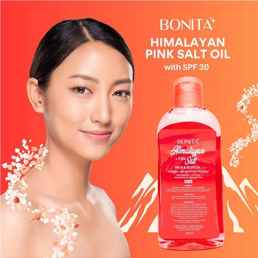 Bonita Himalayan Pink Salt Face and Body Oil with SPF 30, Korean Citron, Collagen, Moringa | Organic