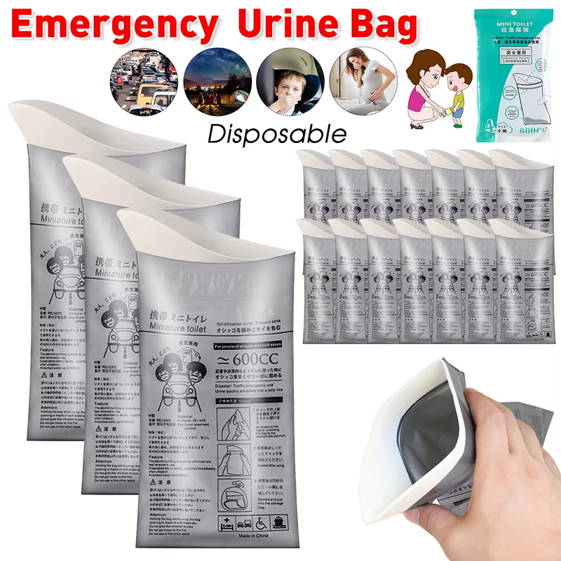 700ML Emergency Pee Bag Portable Disposable Unisex Toilet Bag for Travel