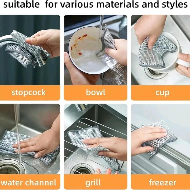Double Sided Silver Wire Washing Cloth - 10PCS