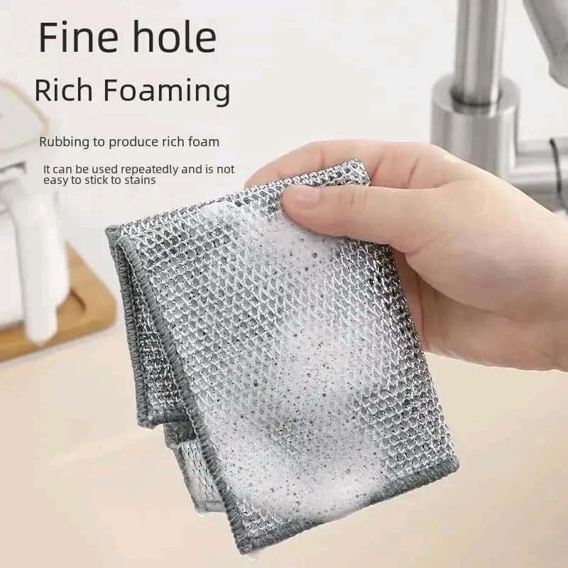 Double Sided Silver Wire Washing Cloth - 10PCS