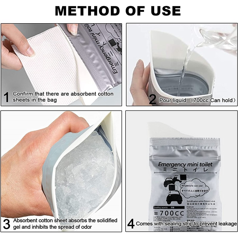 700ML Emergency Pee Bag Portable Disposable Unisex Toilet Bag for Travel
