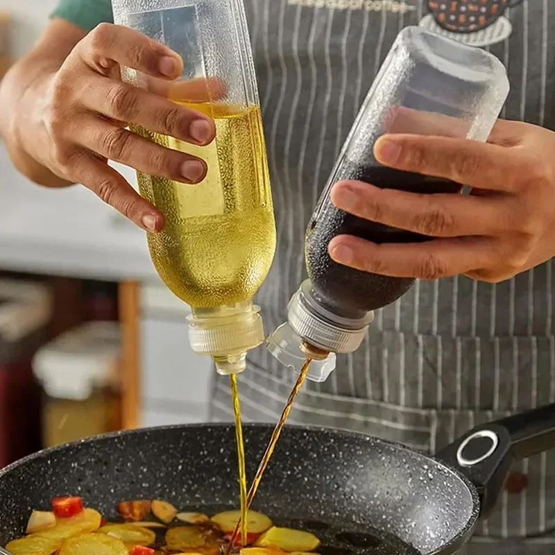 3pcs / 300ml No Spill Oil Bottle Kitchen Squeeze Oil Bottles Leakproof Condiment Bottles