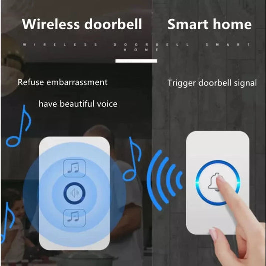 Wireless Doorbell Smart Home Door Bell Waterproof With 62 Ringtones Hole Free Installation For Home