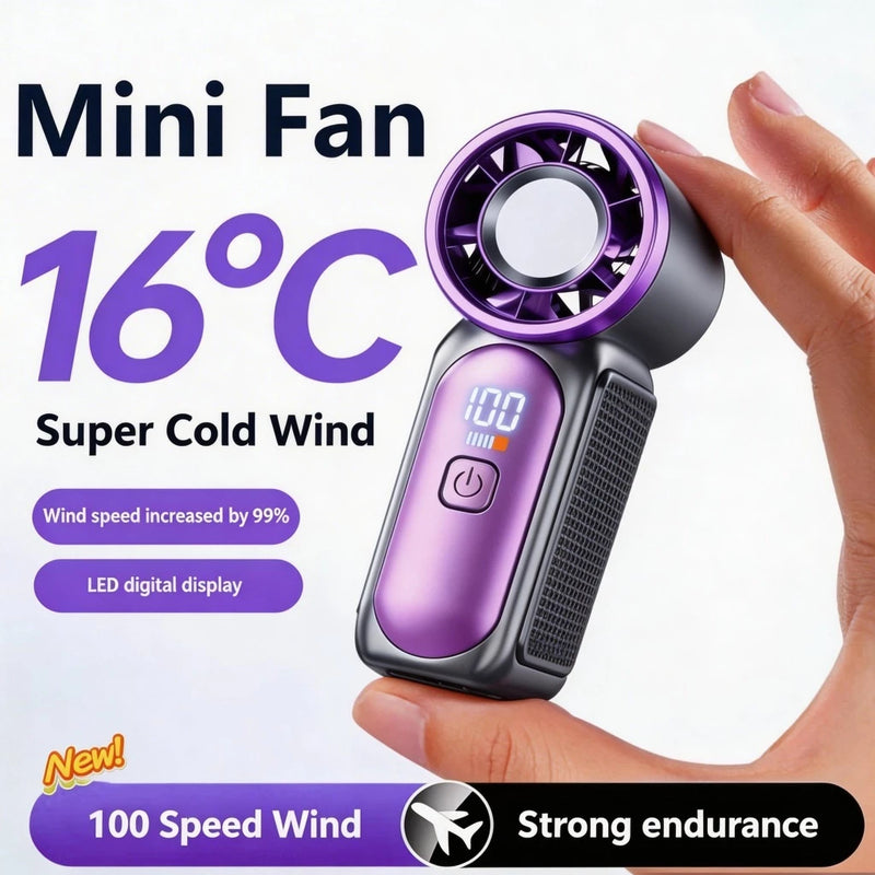 X688 NEW mini fan Portable Mini Handheld Fan 3.5 Inch High 1-100 Speed Personal Turbo Strong Wind Outdoor Travel Fan