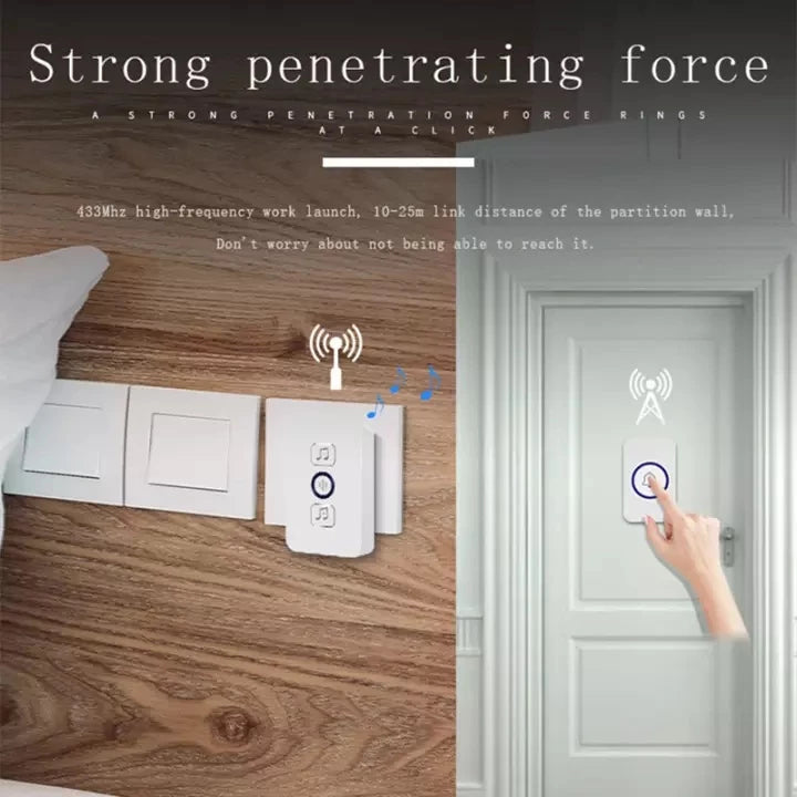Wireless Doorbell Smart Home Door Bell Waterproof With 62 Ringtones Hole Free Installation For Home