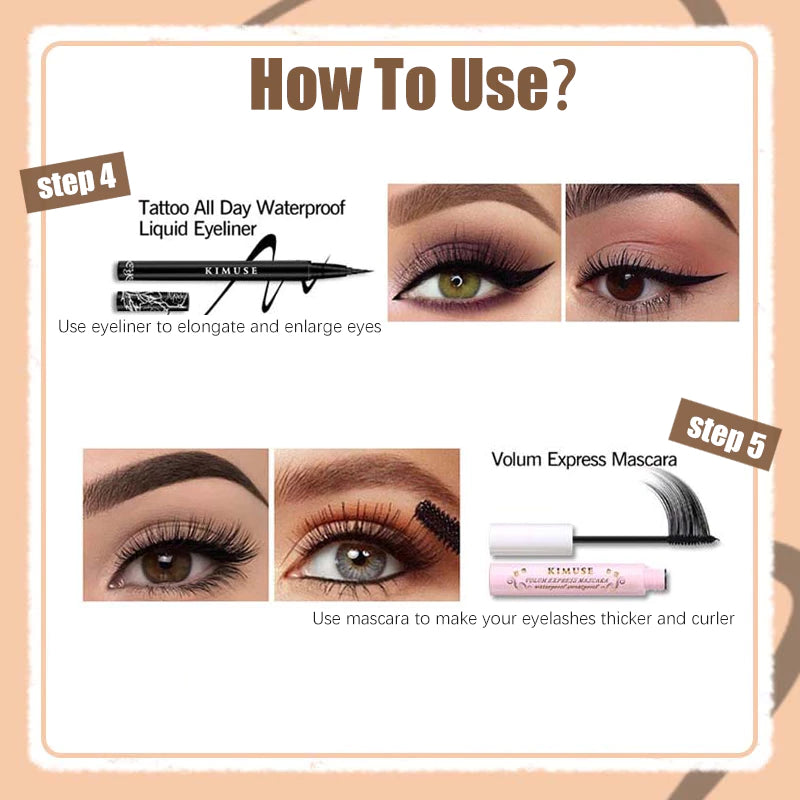 KIMUSE Lasting Eyeliner Pencil Tattoo Mascara Waterproof Eyebrow Gel Eyebrow Pomade