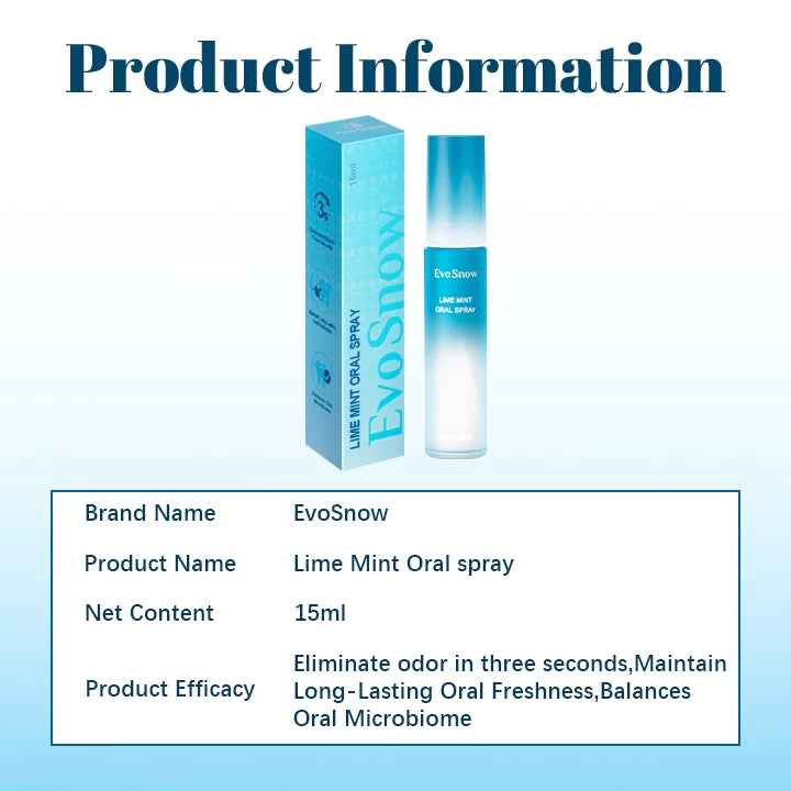 EvoSnow Oral Spray Breath Freshener/Oral Freshening Spray/Long-lasting Freshening of Bad Breath