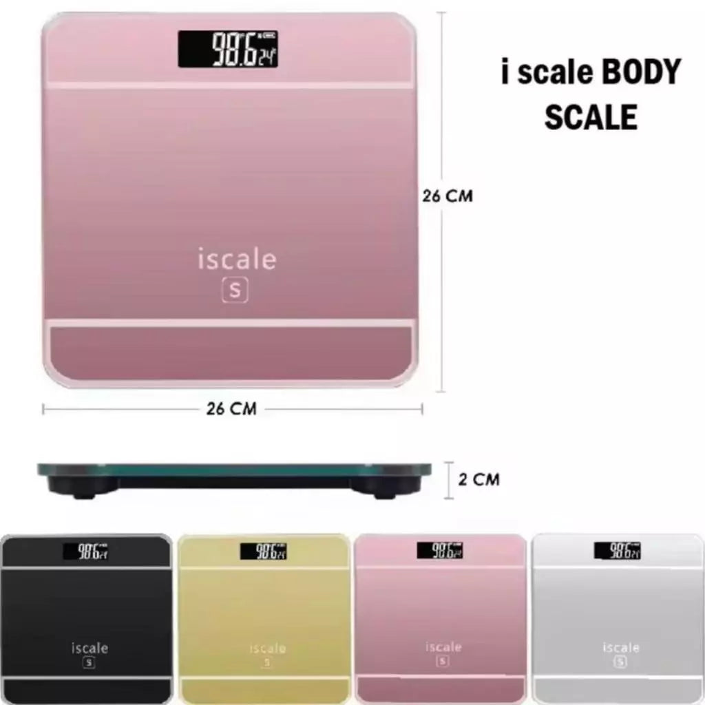 Iscale Digital LCD Electronic Tempered Glass bathroom weighing Scale