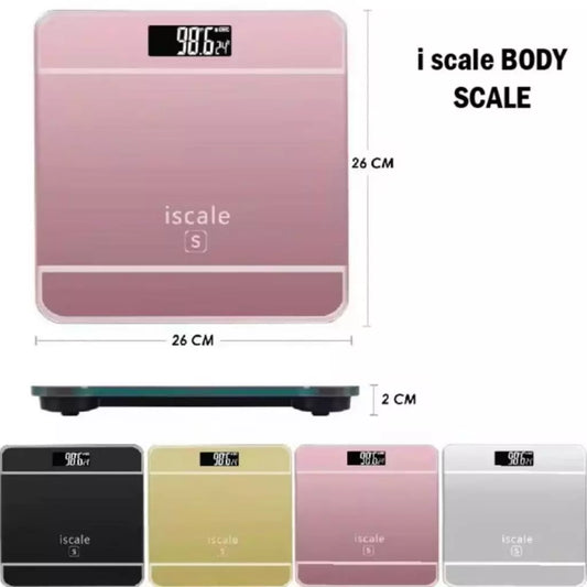 Iscale Digital LCD Electronic Tempered Glass bathroom weighing Scale