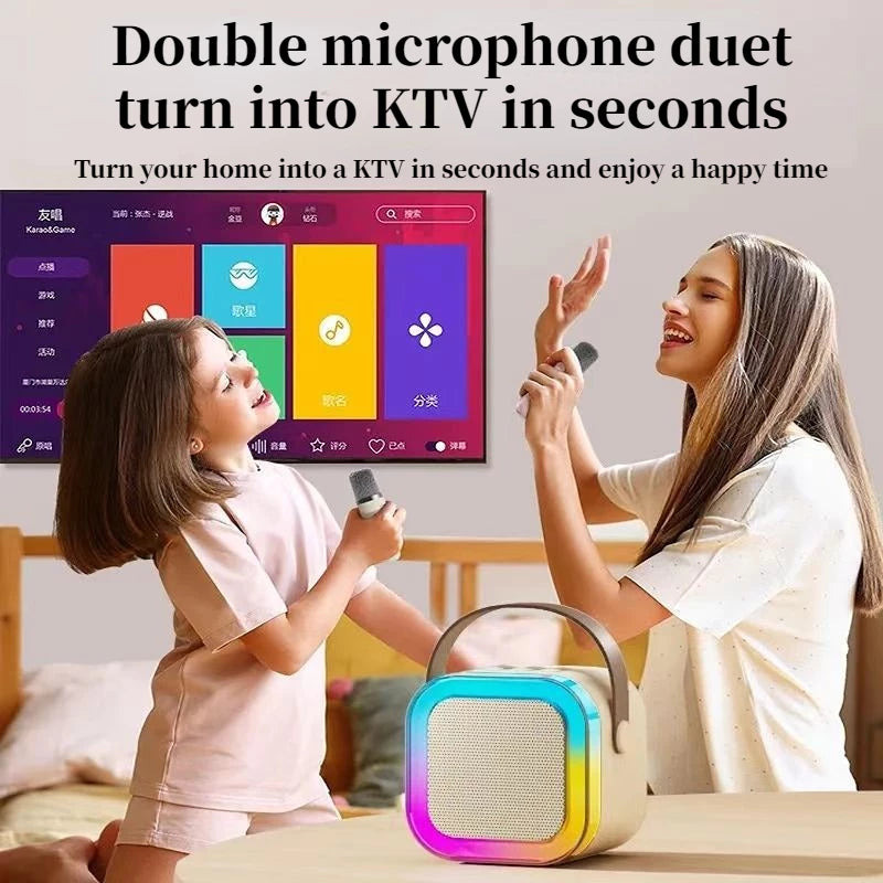 Speaker with Wireless Dual Microphone with wireless 2 Microphones Speaker Portable