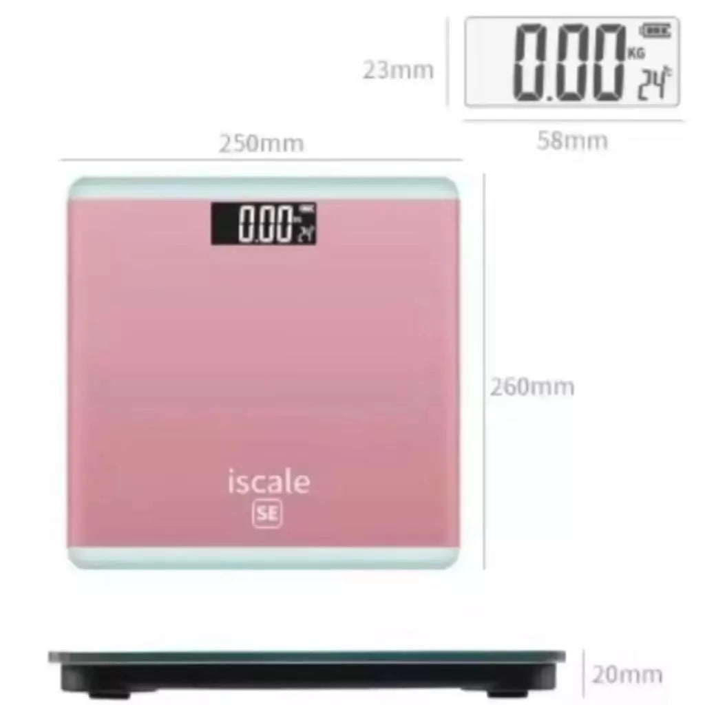 Iscale Digital LCD Electronic Tempered Glass bathroom weighing Scale