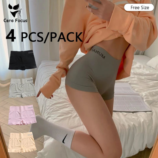 4 Pcs Athletic Short Shaping Stretch Women's Pants Seamless High Waist Underwear Girls Shorts