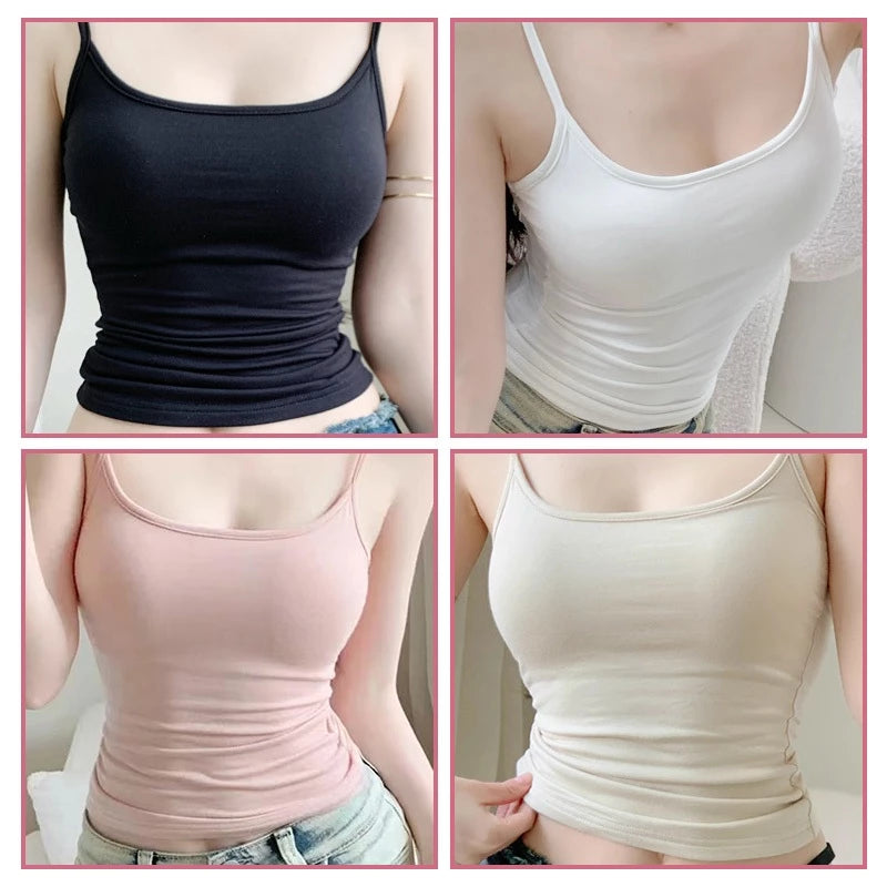 Buy 1 Take 1 Women's Vest With Chest Pad Street Style Tube Top For Woman Sexy Thin Shoulder Tank Top