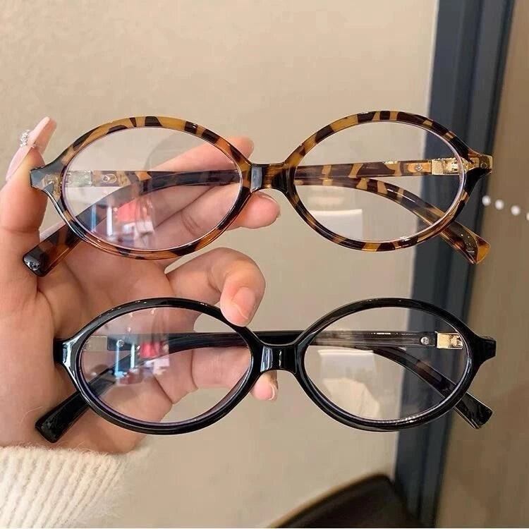Vintage Leopard Print Glasses Oval Frame Blue Light Blocking for Women Men Small Frame Glasses