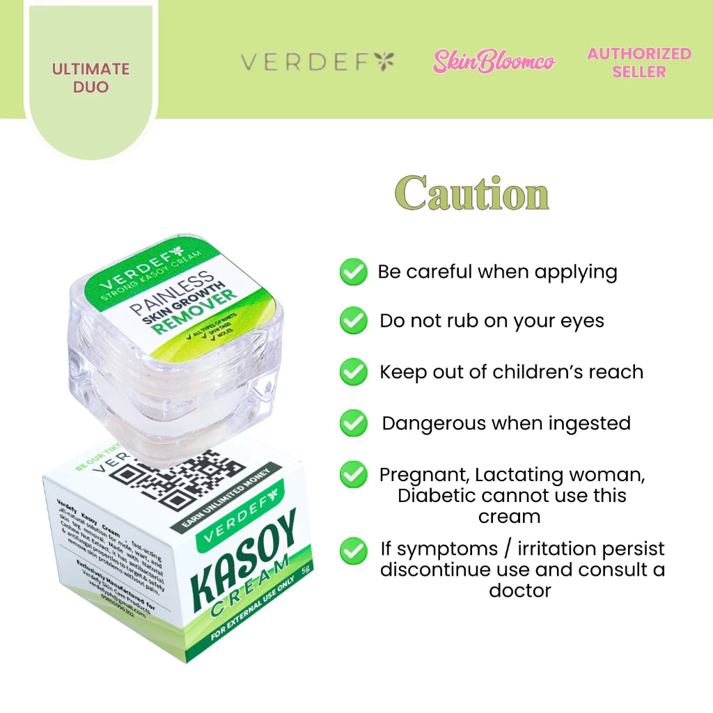 VERDEFY ULTIMATE DUO NEW STRONG KASOY CREAM & SCAR CREAM 5G FOR WARTS, MOLE, SKINTAGS, SYRINGOMA