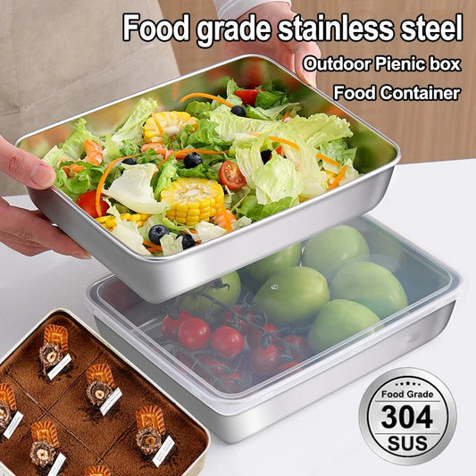 (5PCS) Stainless steel box Food Tray Fresh Keeping Box Food Container With Cover Food Storage organizer