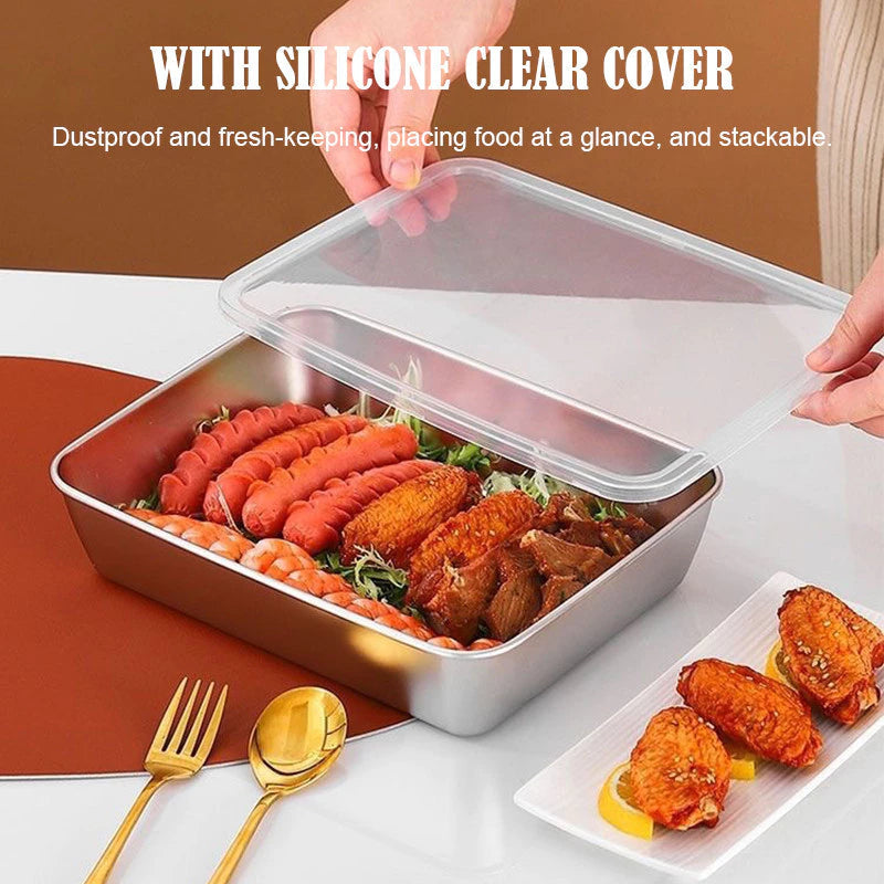(5PCS) Stainless steel box Food Tray Fresh Keeping Box Food Container With Cover Food Storage organizer