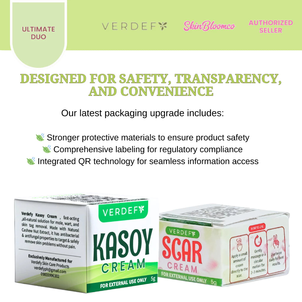 VERDEFY ULTIMATE DUO NEW STRONG KASOY CREAM & SCAR CREAM 5G FOR WARTS, MOLE, SKINTAGS, SYRINGOMA