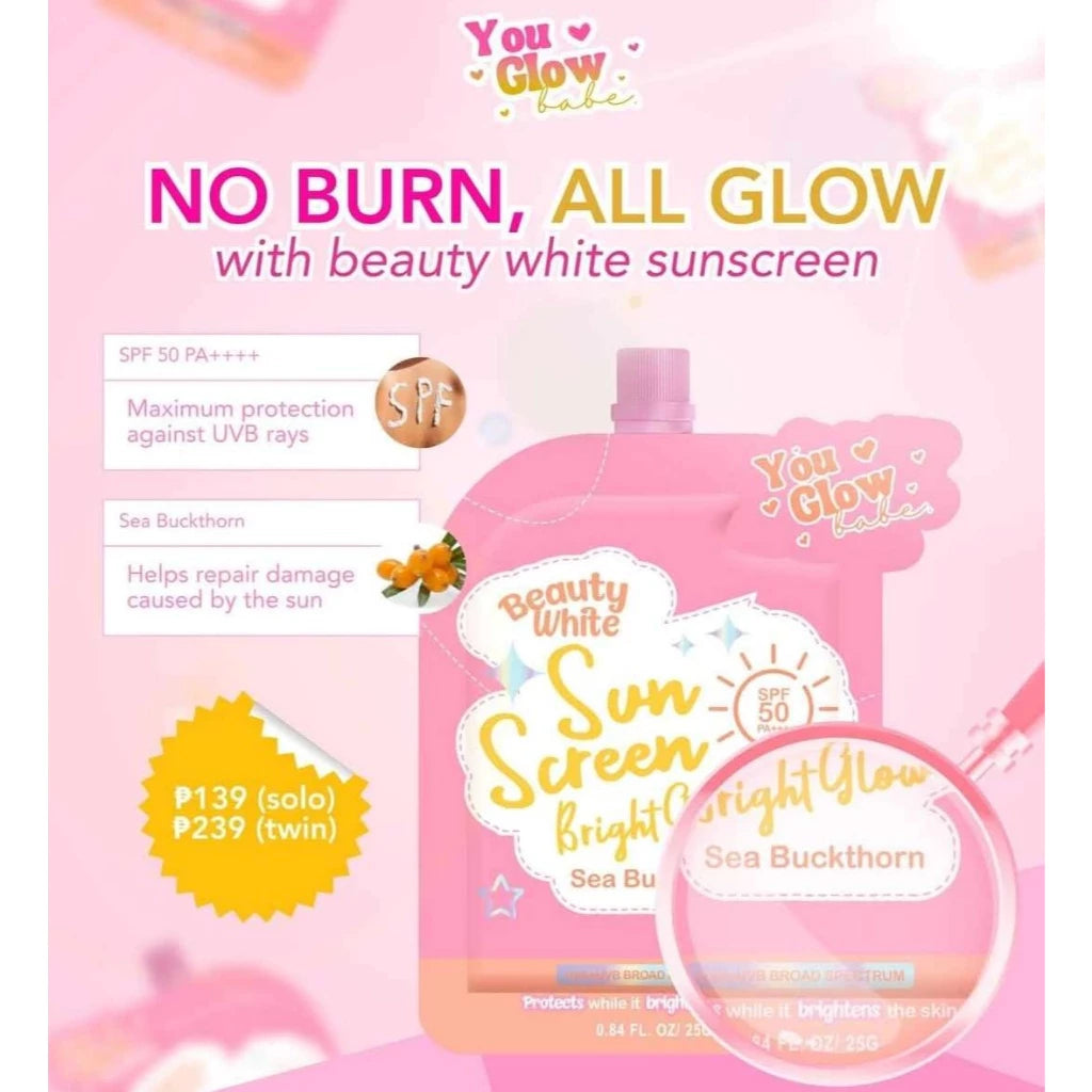 YOU GLOW BABE Beauty White Sunscreen Bright Glow Sea Buckthorn SPF 50 PA++++ Brightening Sun Protect