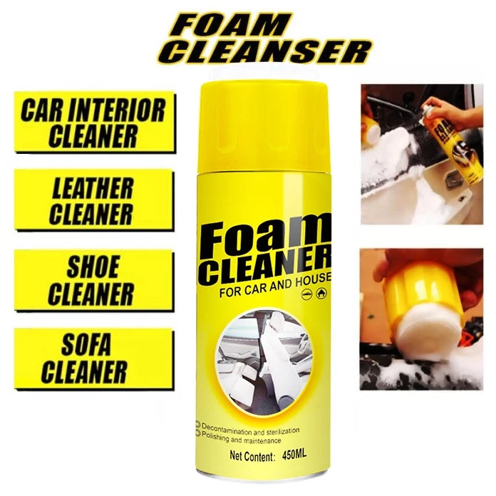 Foam Cleaner Spray 450ml Car Wash Clean MultiFunctional Strong Decontamination Motor