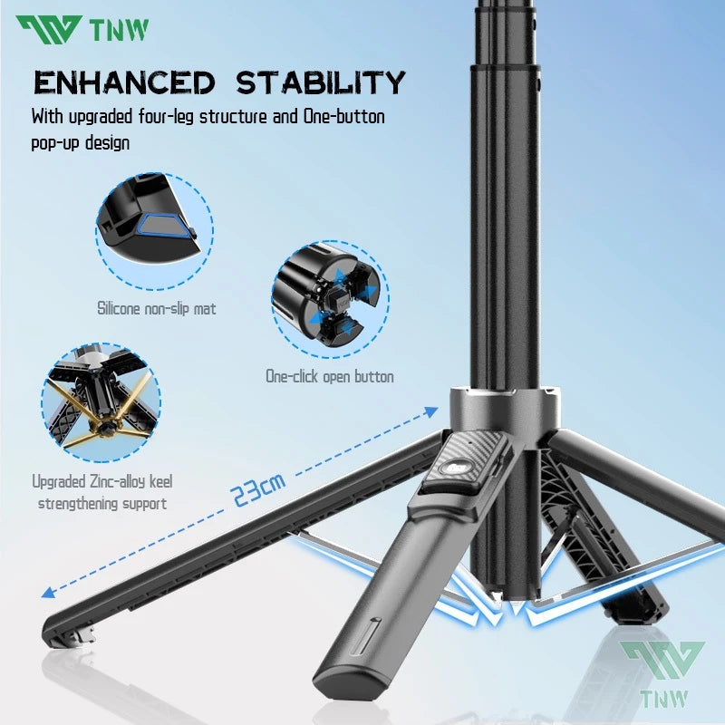 TNW SP14 Magnetic Selfie Stick 135cm Magsafe Tripod With Fill Light Magnetic Phone Holder For travel