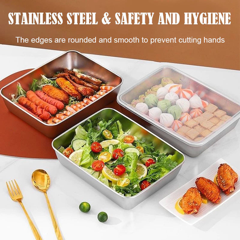 (5PCS) Stainless steel box Food Tray Fresh Keeping Box Food Container With Cover Food Storage organizer