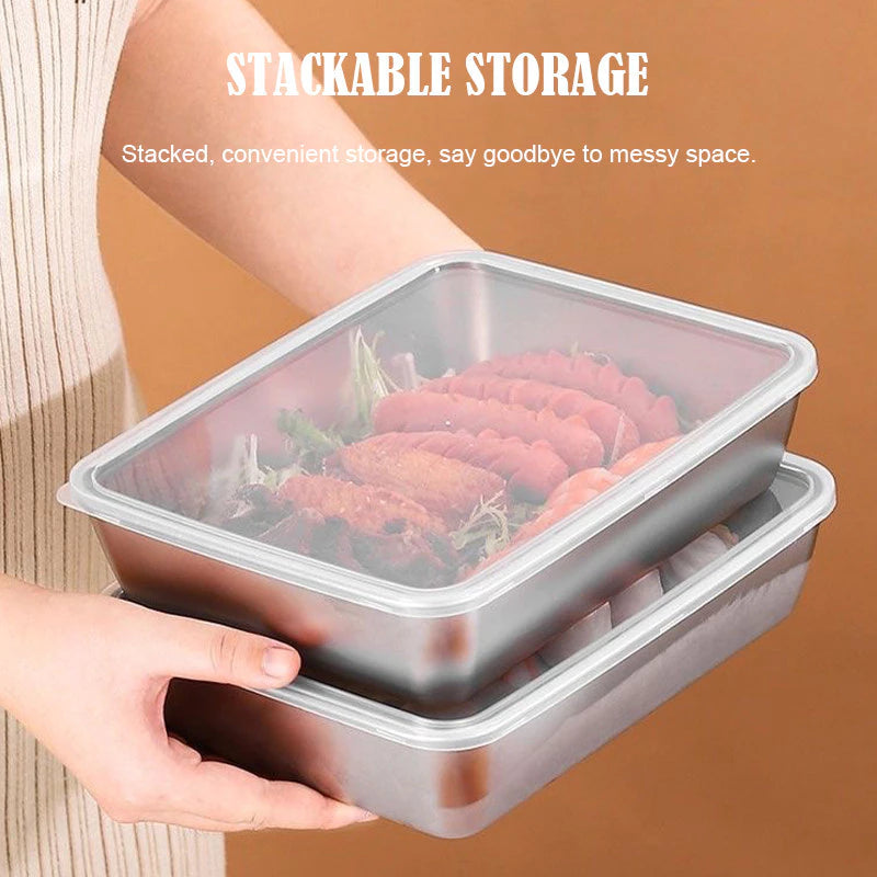 (5PCS) Stainless steel box Food Tray Fresh Keeping Box Food Container With Cover Food Storage organizer