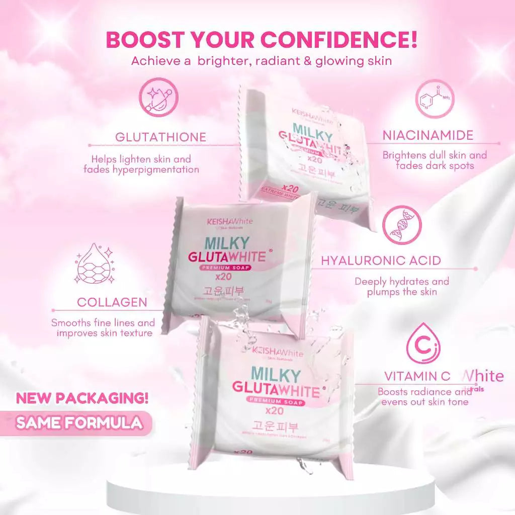 MILKY GLUTA WHITE X20 EXTREME WHITENING SOAP Dark Spot, Scars, Pimple BY KEISHA WHITE