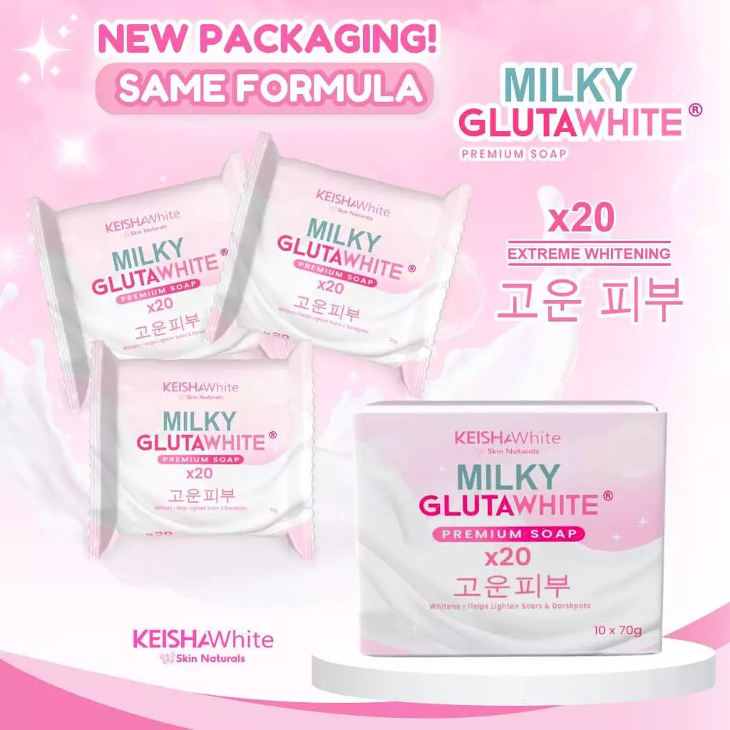 MILKY GLUTA WHITE X20 EXTREME WHITENING SOAP Dark Spot, Scars, Pimple BY KEISHA WHITE