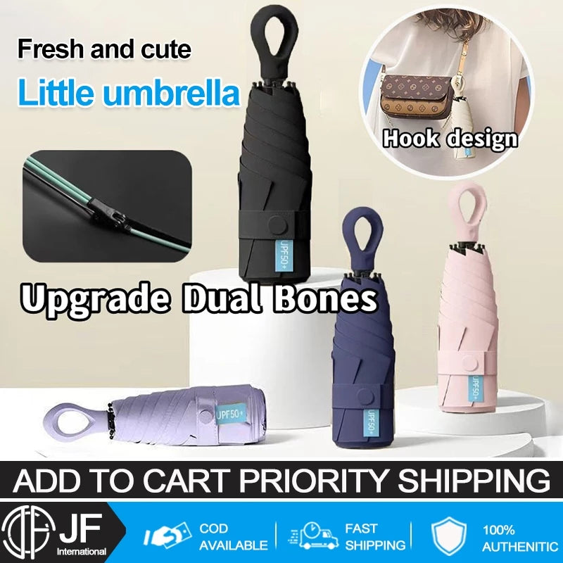 JF New Ultra-Light Mini Umbrella with hook UV Protection Folding Umbrella sunny and rain