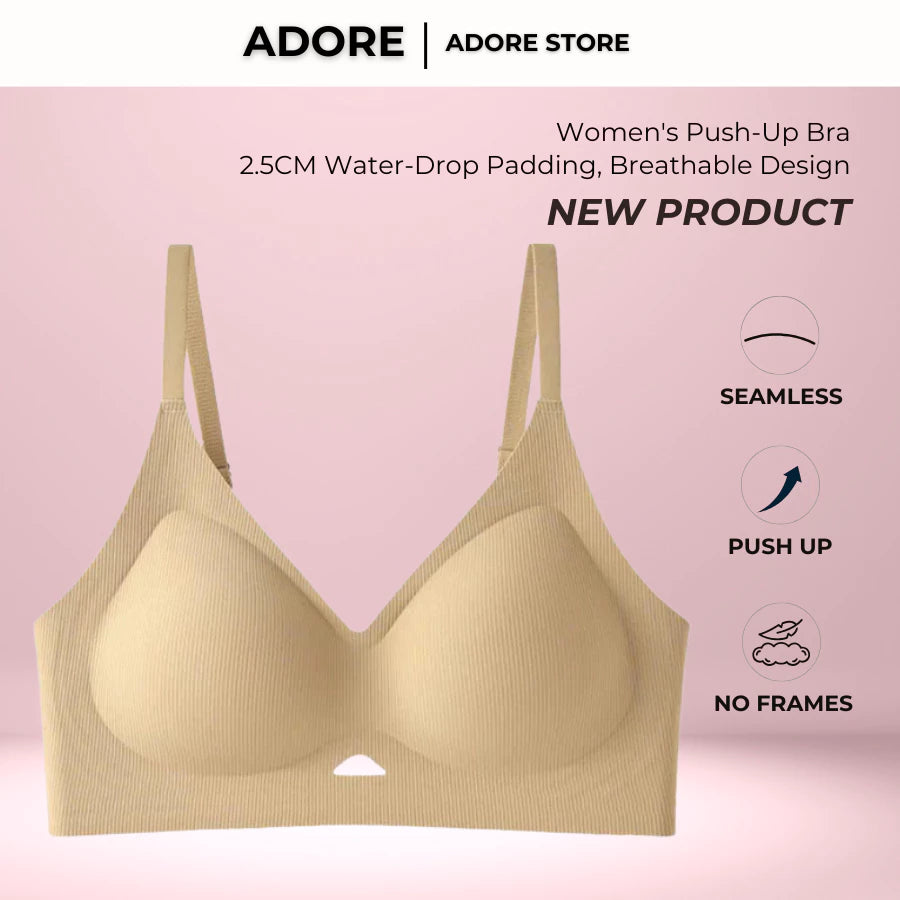 ADORE Women's Seamless Bra, Push Up Bra, 2.5CM Water-Drop Padding, Breathable Design