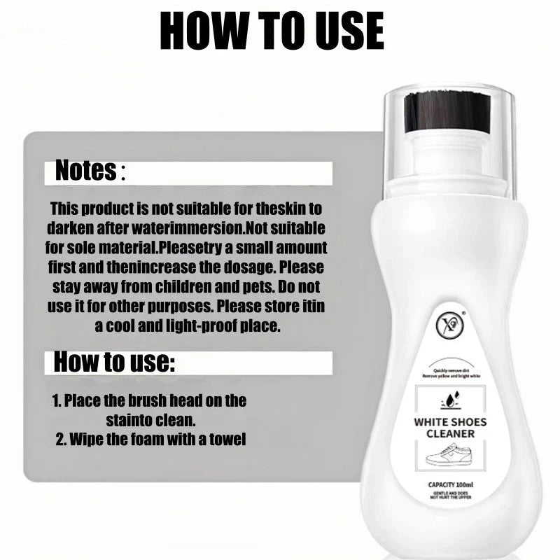 White Shoe Cleaning Foam With Built-in Brush Convenient And Quick Cleaning Foam Cleansing 100ml
