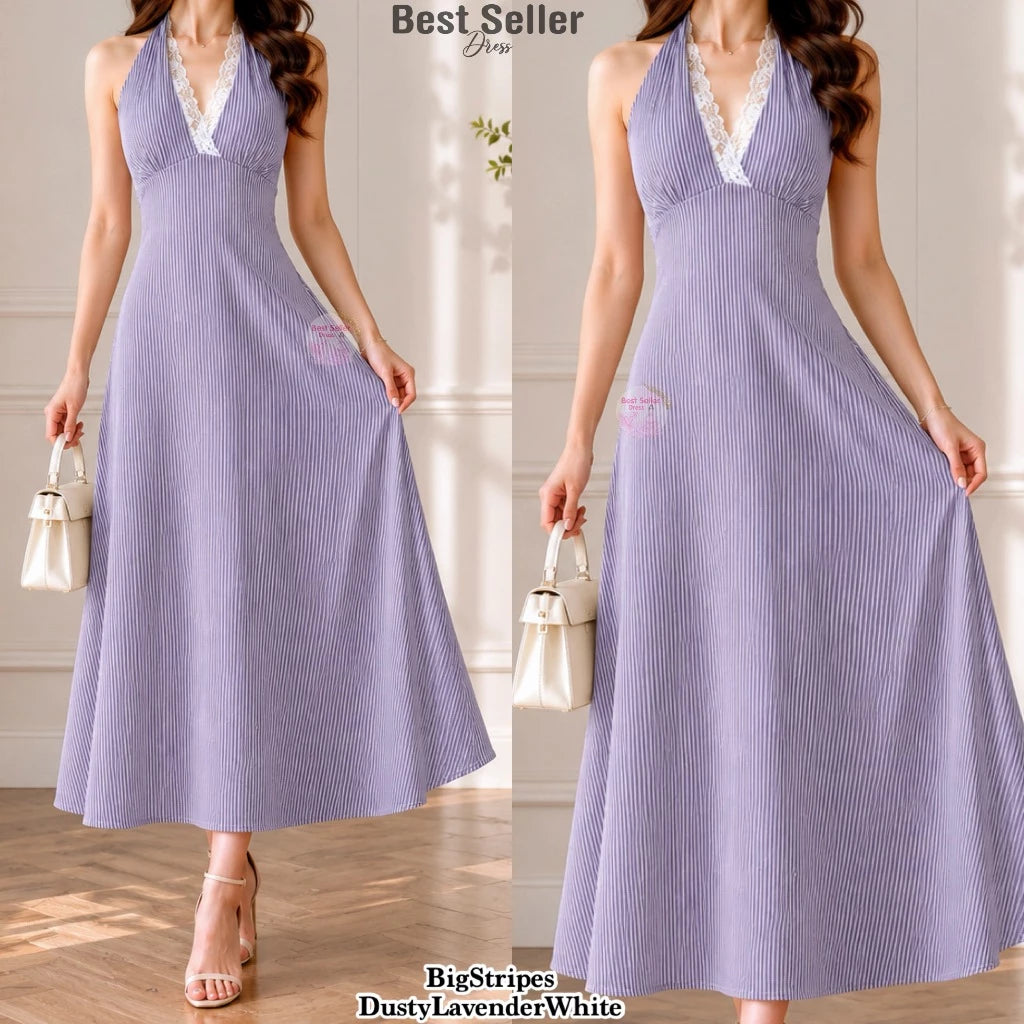 BSD Best Seller Rosalia (XS-XXL) Lace Padded Maxi Dress Casual Womenswear Summer Light Classy Crepe