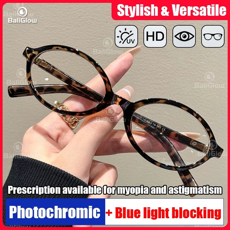 Vintage Leopard Print Glasses Oval Frame Blue Light Blocking for Women Men Small Frame Glasses