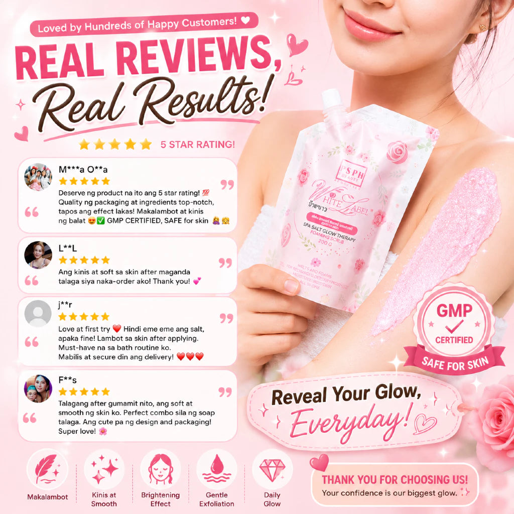 PSPH Beauty White Label Spa Salt Glow Therapy Foaming Scrub 200g Face and Body Whitening Scrub