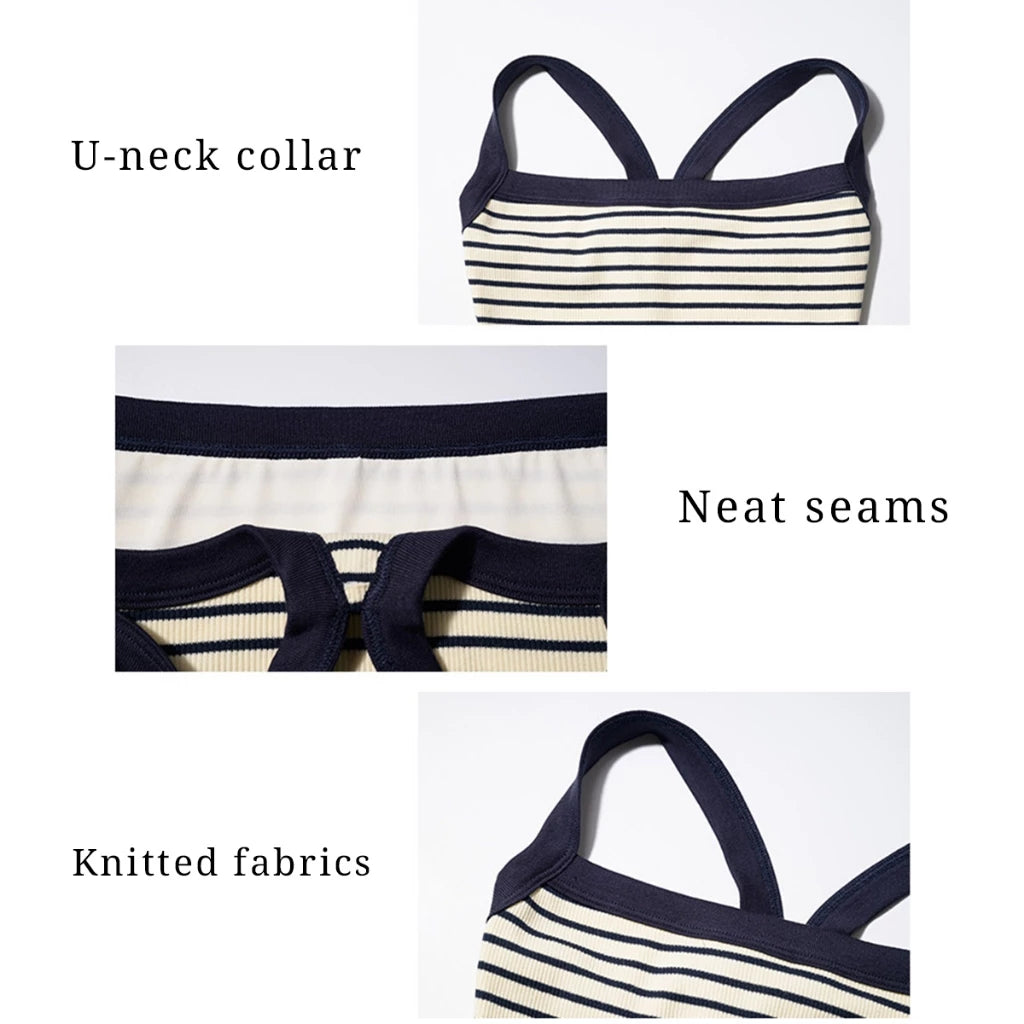 Women's Striped Knit Camisole Short, Sexy, Backless Camisole