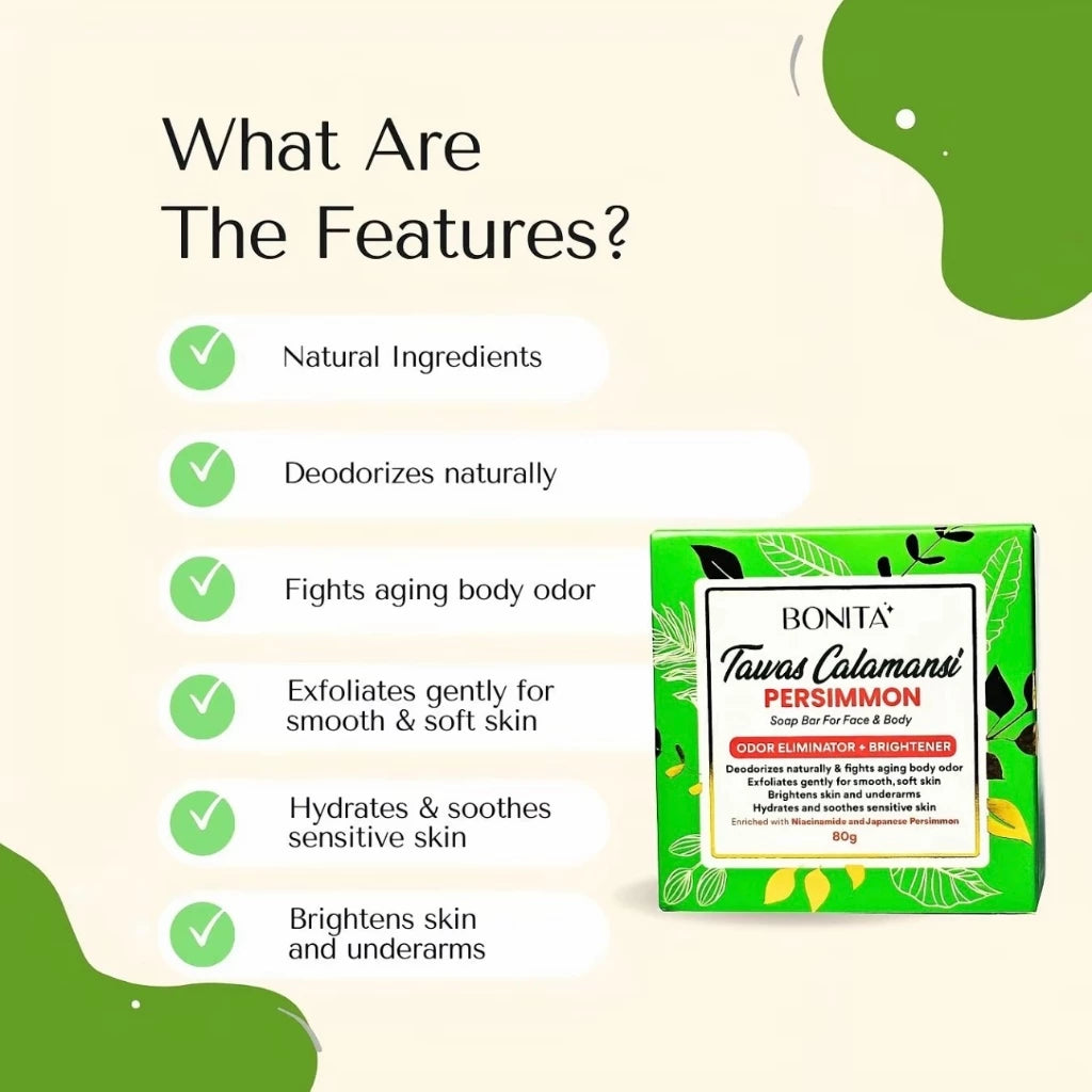 BONITA TAWAS CALAMANSI SOAP PERSIMMON FOR FACE & BODY DEODORIZE ODOR ELIMINATOR