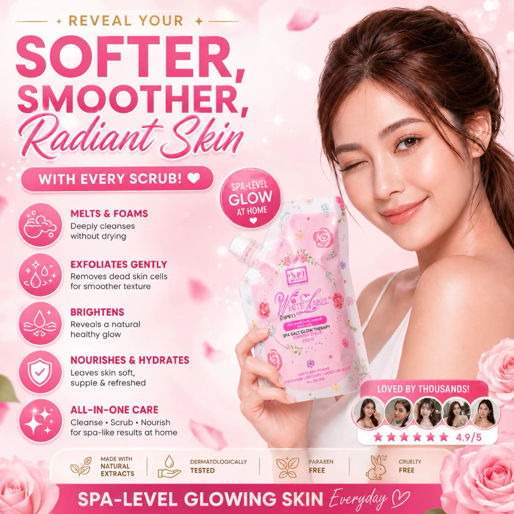 PSPH Beauty White Label Spa Salt Glow Therapy Foaming Scrub 200g Face and Body Whitening Scrub